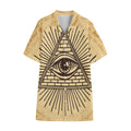 Illuminati Eye Print Cotton Hawaiian Shirt