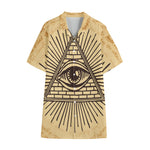 Illuminati Eye Print Cotton Hawaiian Shirt