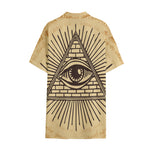 Illuminati Eye Print Cotton Hawaiian Shirt