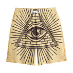 Illuminati Eye Print Cotton Shorts
