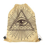 Illuminati Eye Print Drawstring Bag