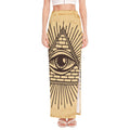 Illuminati Eye Print High Slit Maxi Skirt