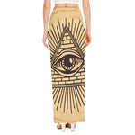 Illuminati Eye Print High Slit Maxi Skirt