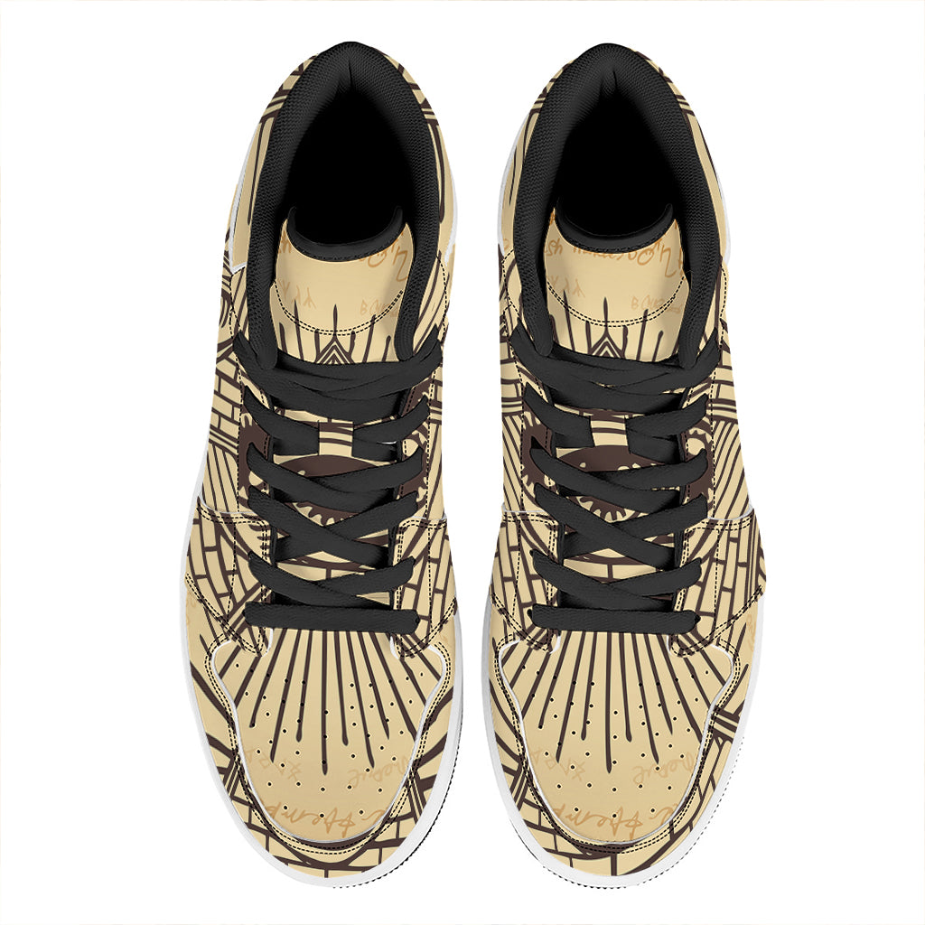 Illuminati Eye Print High Top Leather Sneakers