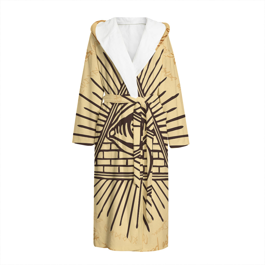 Illuminati Eye Print Hooded Bathrobe