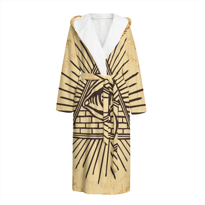 Illuminati Eye Print Hooded Bathrobe