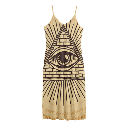 Illuminati Eye Print Jersey Midi Cami Dress