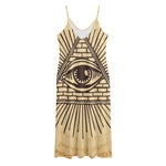 Illuminati Eye Print Jersey Midi Cami Dress