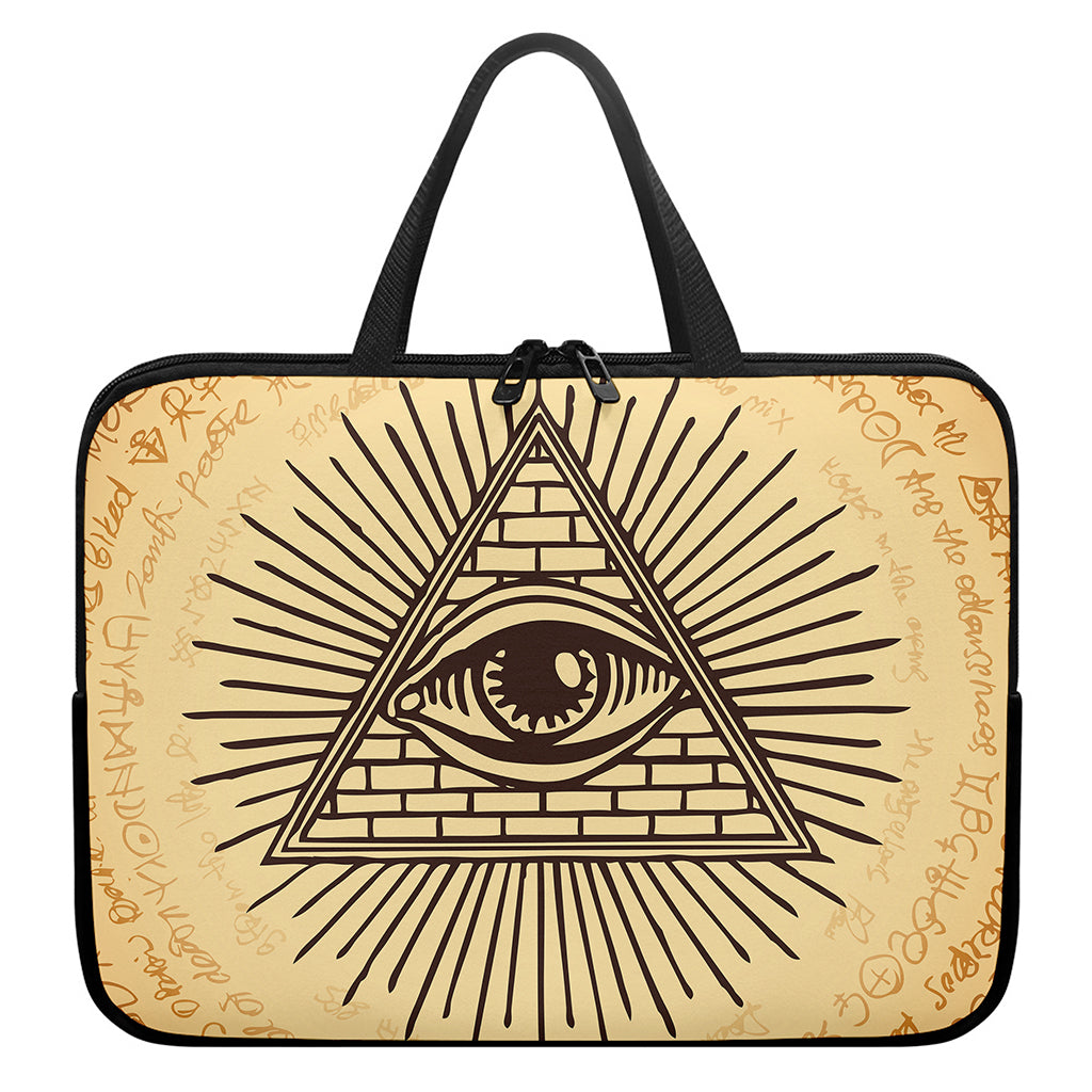 Illuminati Eye Print Laptop Sleeve With Handle