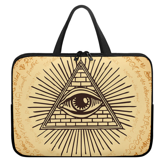 Illuminati Eye Print Laptop Sleeve With Handle