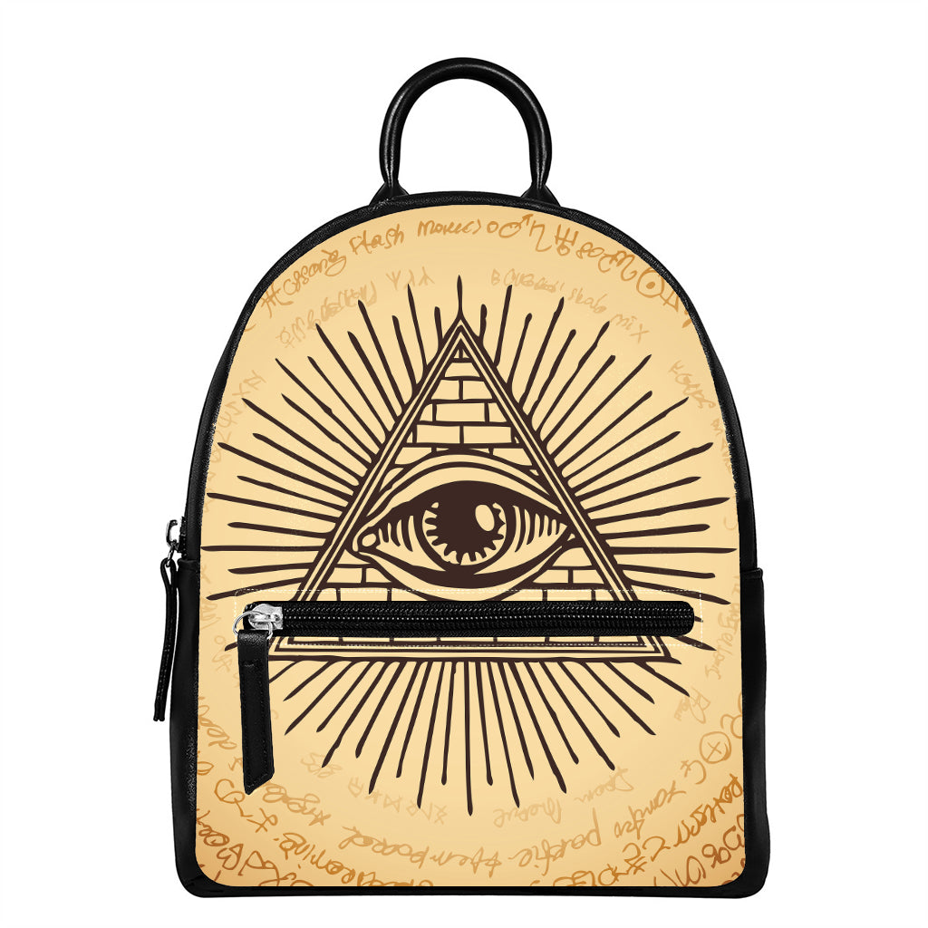 Illuminati Eye Print Leather Backpack