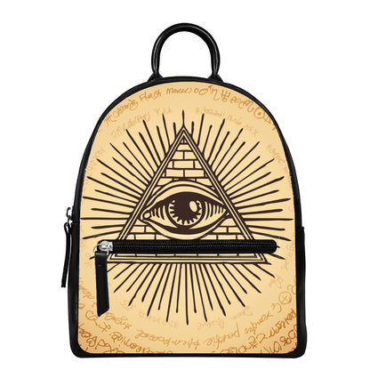 Illuminati Eye Print Leather Backpack