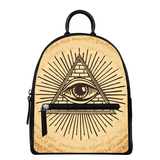 Illuminati Eye Print Leather Backpack