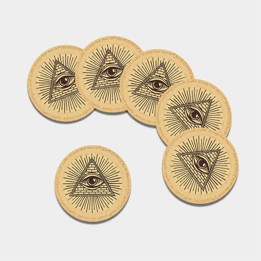 Illuminati Eye Print Leather Coaster Set