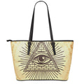 Illuminati Eye Print Leather Tote Bag With Zipper