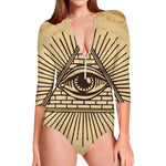 Illuminati Eye Print Long Sleeve Swimsuit