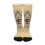 Illuminati Eye Print Long Socks
