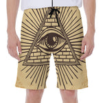 Illuminati Eye Print Men's Beach Shorts