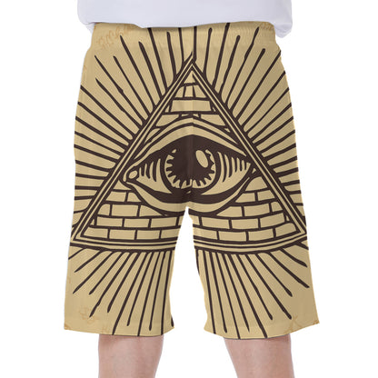 Illuminati Eye Print Men's Beach Shorts