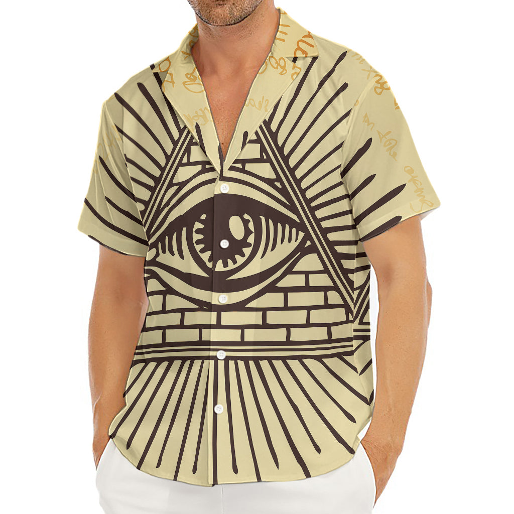 Illuminati Eye Print Men's Deep V-Neck Shirt