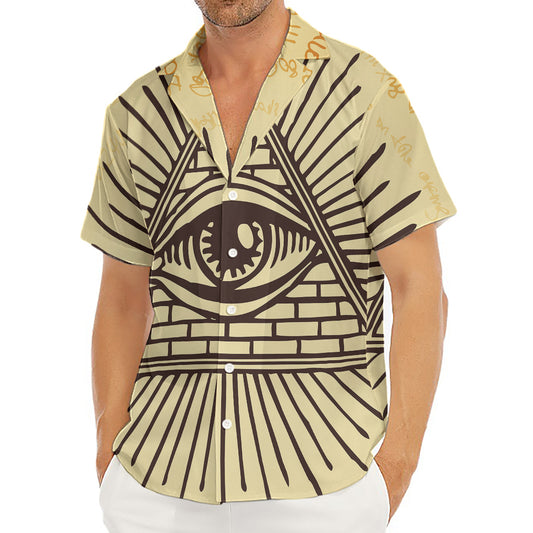 Illuminati Eye Print Men's Deep V-Neck Shirt