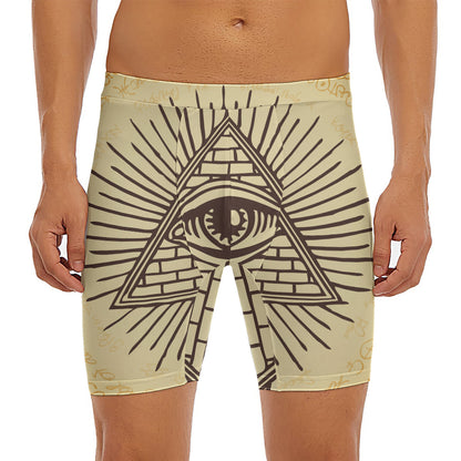 Illuminati Eye Print Men's Long Boxer Briefs