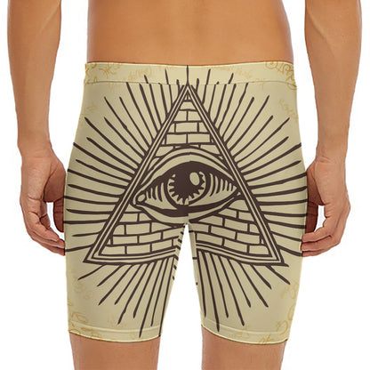 Illuminati Eye Print Men's Long Boxer Briefs