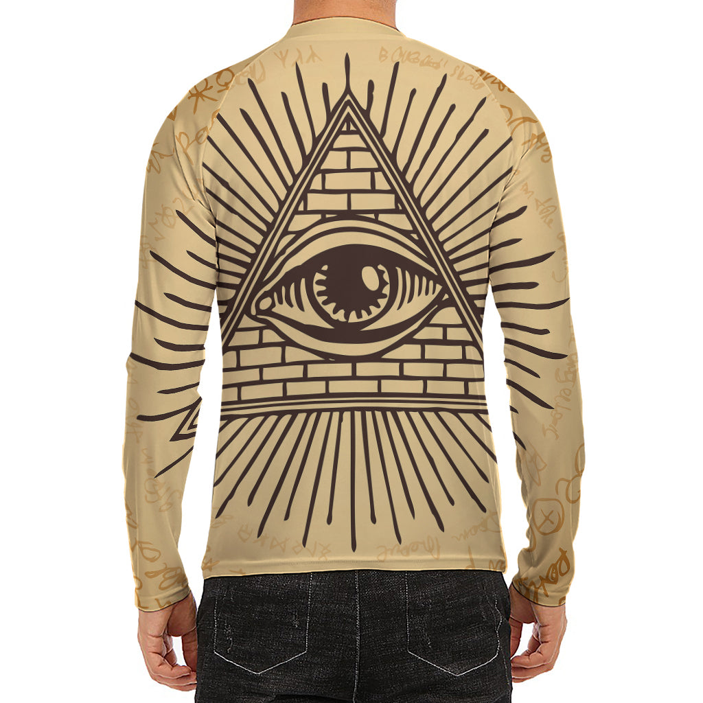 Illuminati Eye Print Men's Long Sleeve Rash Guard
