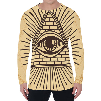 Illuminati Eye Print Men's Long Sleeve T-Shirt
