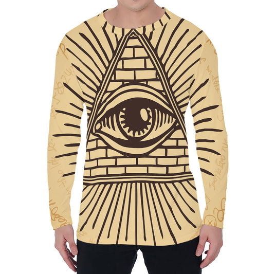 Illuminati Eye Print Men's Long Sleeve T-Shirt
