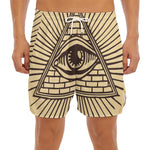 Illuminati Eye Print Men's Split Running Shorts