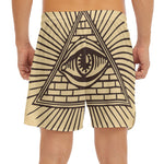 Illuminati Eye Print Men's Split Running Shorts