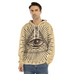 Illuminati Eye Print Men's Velvet Pullover Hoodie
