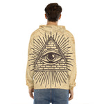 Illuminati Eye Print Men's Velvet Pullover Hoodie