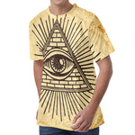 Illuminati Eye Print Men's Velvet T-Shirt
