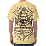 Illuminati Eye Print Men's Velvet T-Shirt