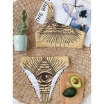 Illuminati Eye Print One Shoulder Bikini Top