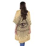 Illuminati Eye Print Open Front Beach Cover Up