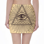 Illuminati Eye Print Pencil Mini Skirt