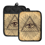 Illuminati Eye Print Pot Holders With Pocket