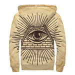 Illuminati Eye Print Sherpa Lined Zip Up Hoodie