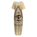 Illuminati Eye Print Short Sleeve Long Nightdress