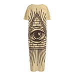 Illuminati Eye Print Short Sleeve Long Nightdress