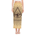 Illuminati Eye Print Side Slit Maxi Skirt