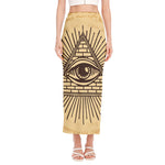 Illuminati Eye Print Side Slit Maxi Skirt