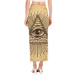 Illuminati Eye Print Side Slit Maxi Skirt