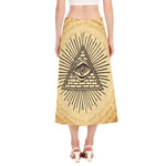 Illuminati Eye Print Side Slit Midi Skirt