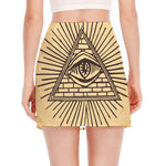 Illuminati Eye Print Side Slit Mini Skirt