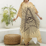 Illuminati Eye Print Silk V-Neck Kaftan Dress