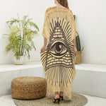 Illuminati Eye Print Silk V-Neck Kaftan Dress